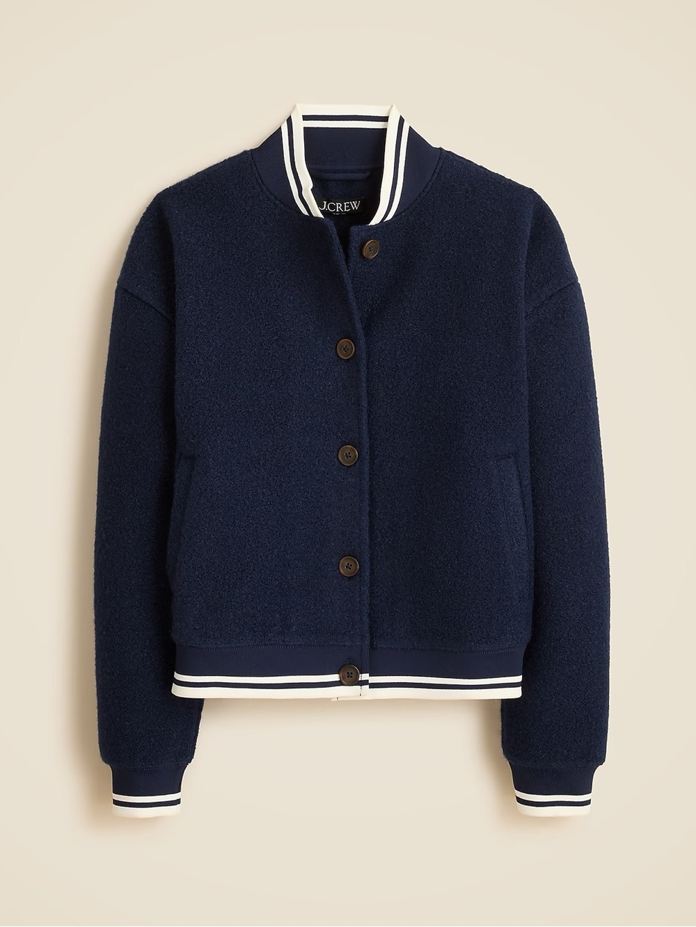NWT J.Crew Bouclé flight jacket navy sz S
